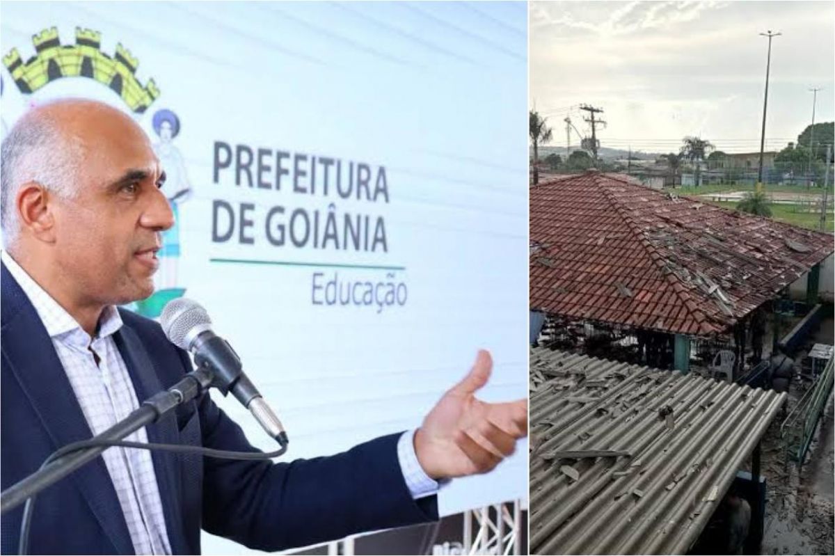 Telhas de escola municipal caem sobre crianças em Goiânia e Rogério Cruz nada comenta